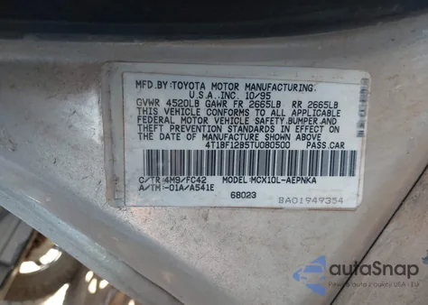 1996 Toyota Avalon z USA, uszkodzony, nr VIN 4T1BF12B5TVB80500